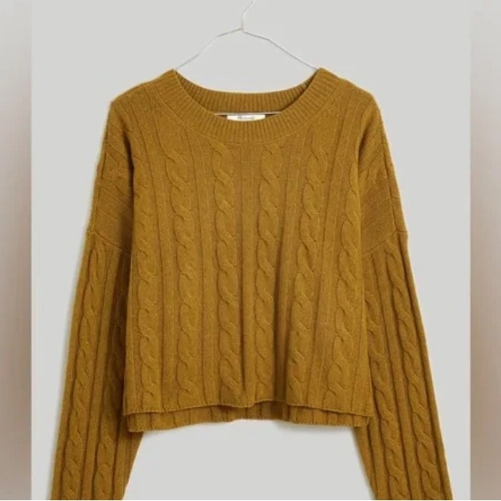 Madewell Cashmere crop cable sweater new with tags